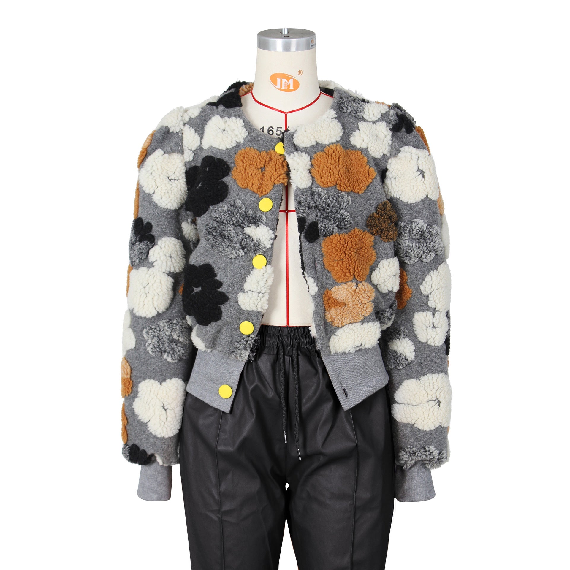 Retro Solid Flowers Cardigan Jacket Coat