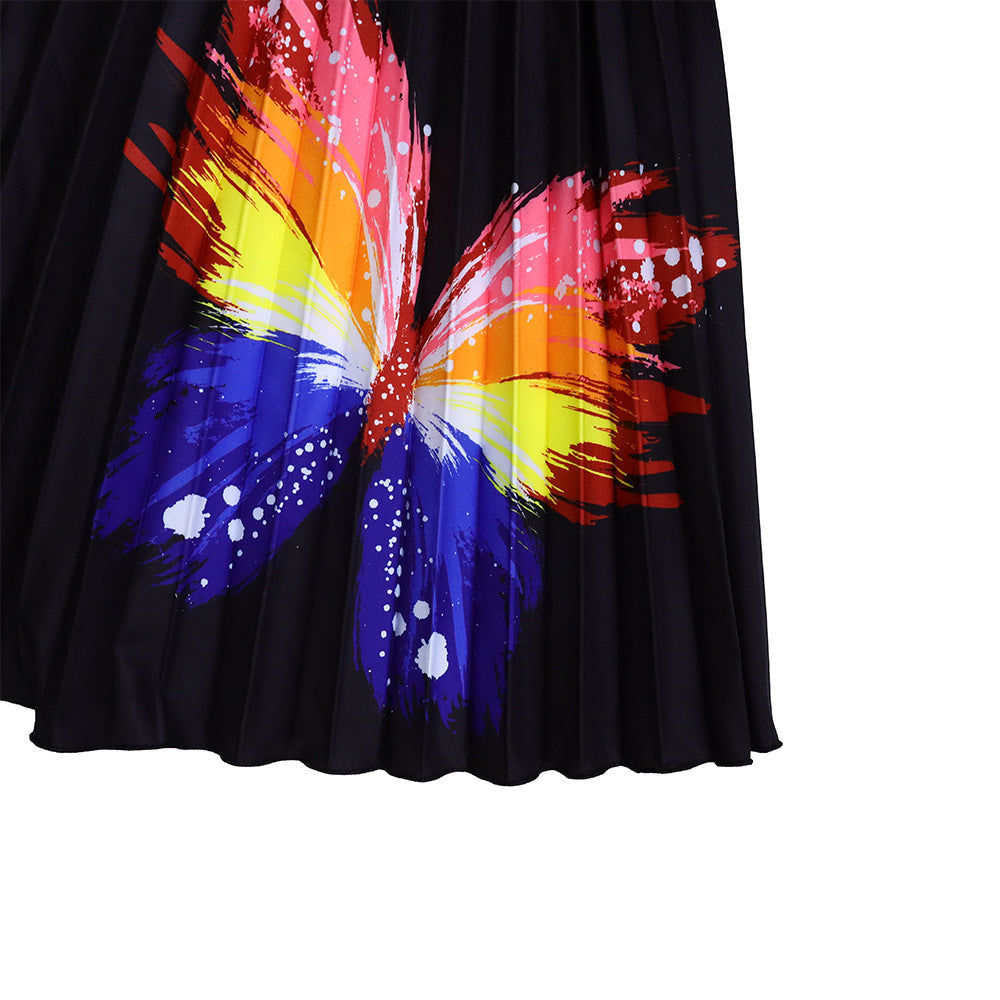 Print T-shirt Pleated Skirt Set