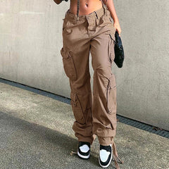 Low Waist Straight Cargo Jeans