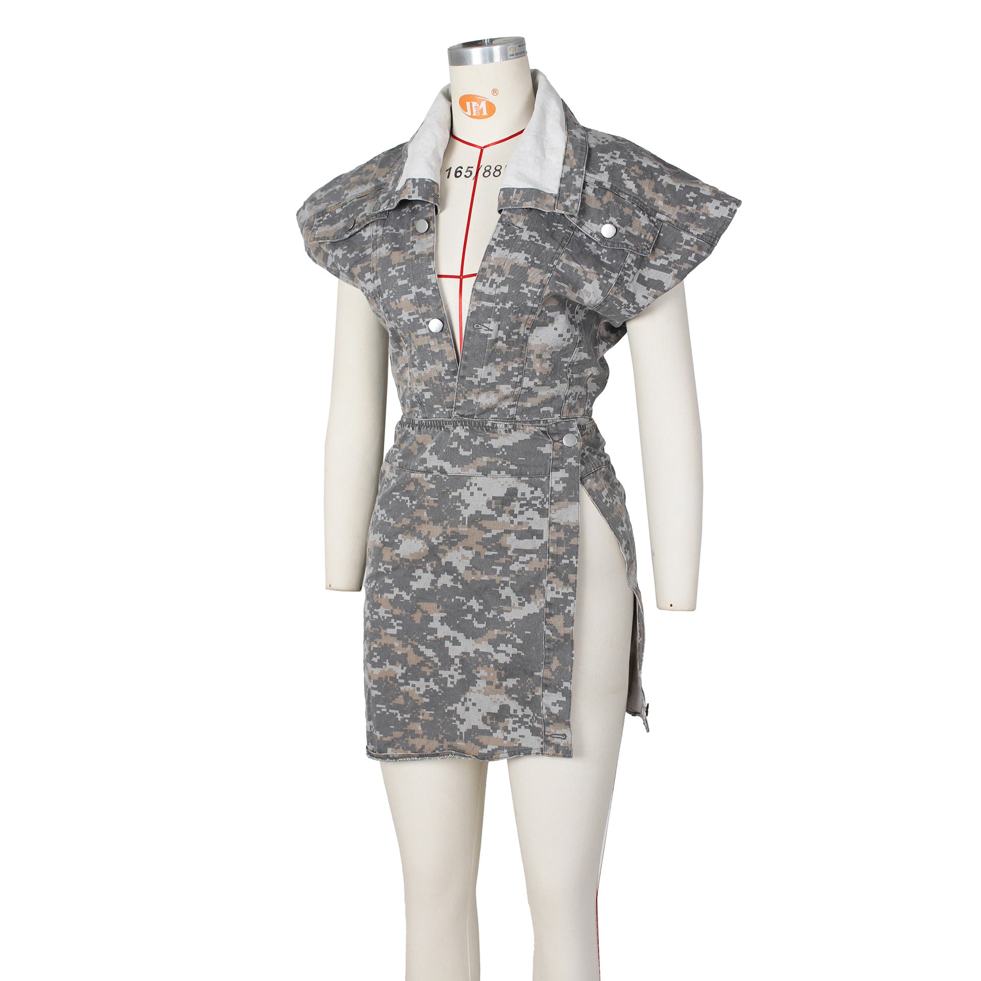 Sleeveless Camo Short Skirts Set