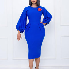 Long Sleeves Slim Wrap Hip Dress