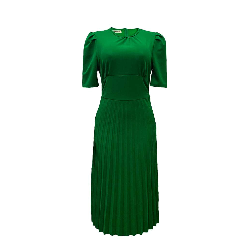 Short Sleeve Slim Pleated Dress