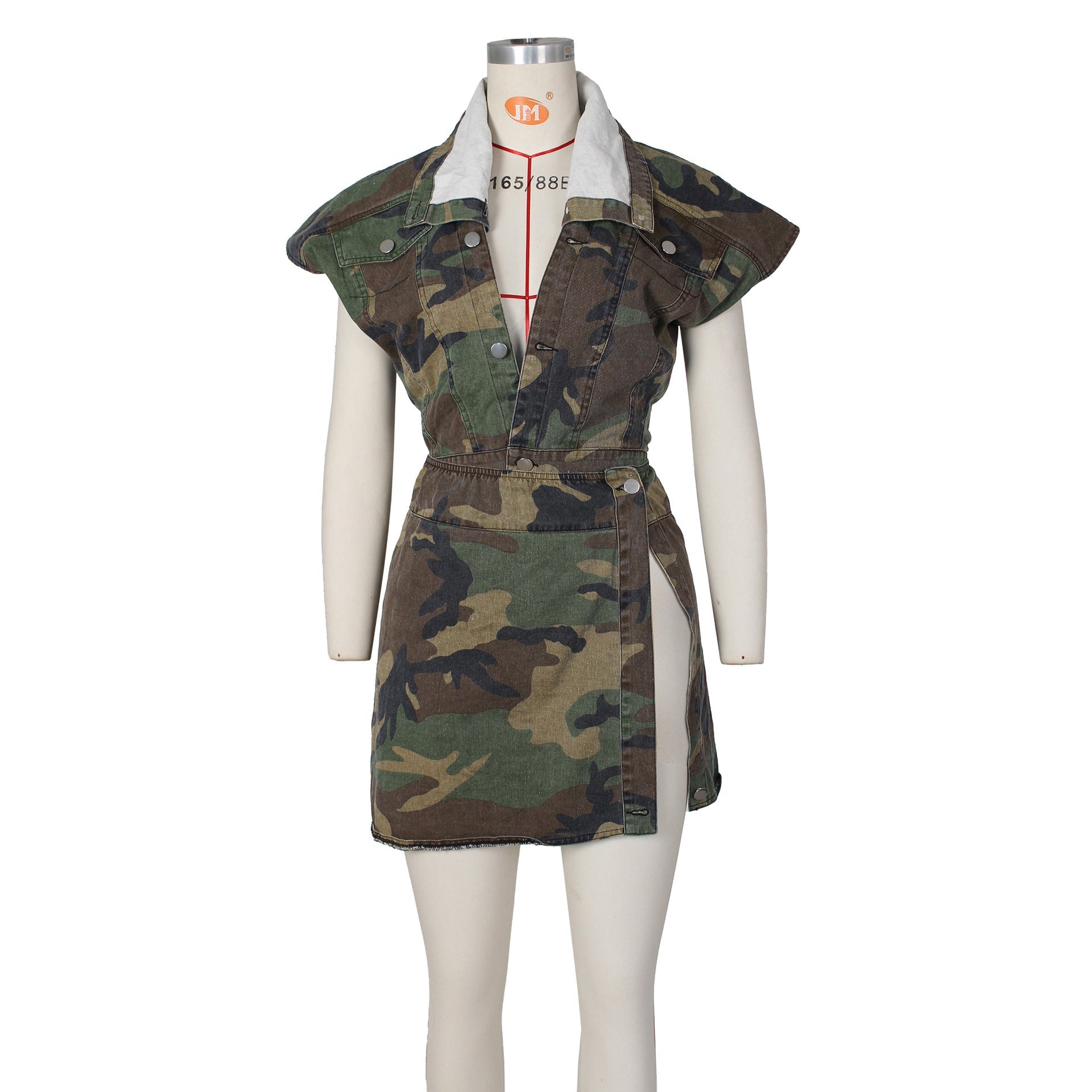 Sleeveless Camo Short Skirts Set