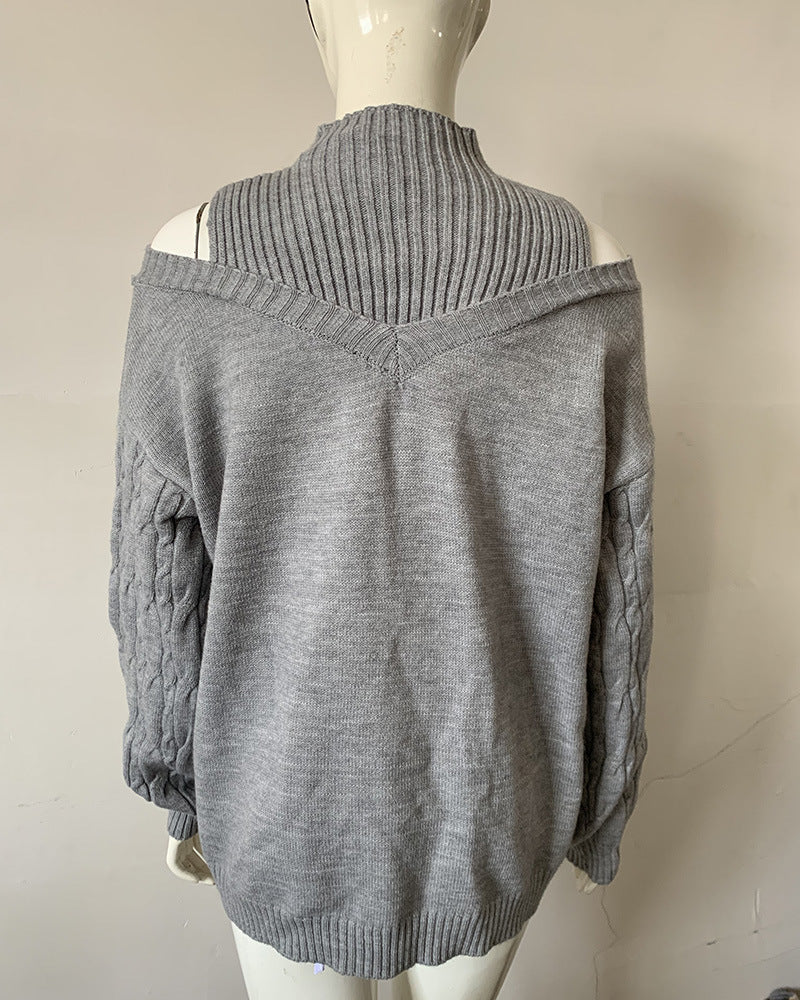 High Collar Loose Knit Sweater