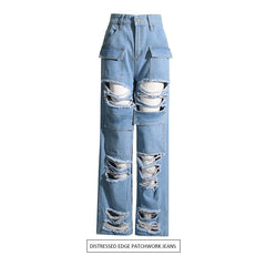 Retro High Waist Ripped Jeans