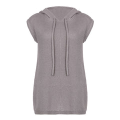 Knit Drawstring Loose Hoodie