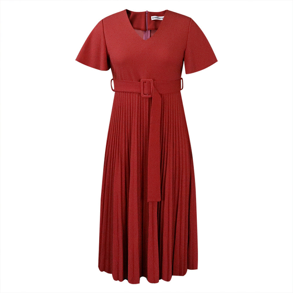 Casual Ruffle Sleeve Pleated Dress