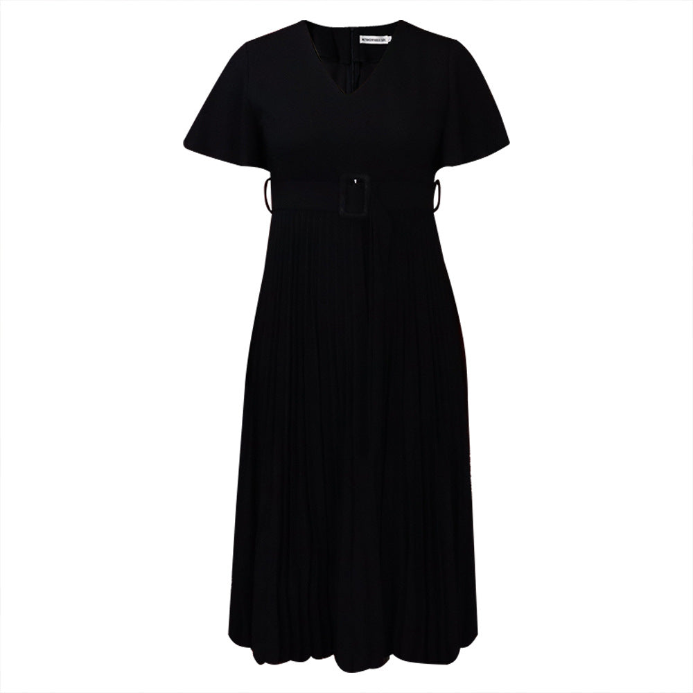 Casual Ruffle Sleeve Pleated Dress