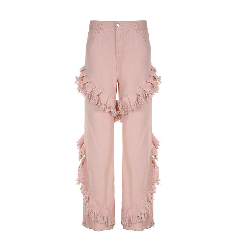 Casual Loose Tassels Straight Jeans