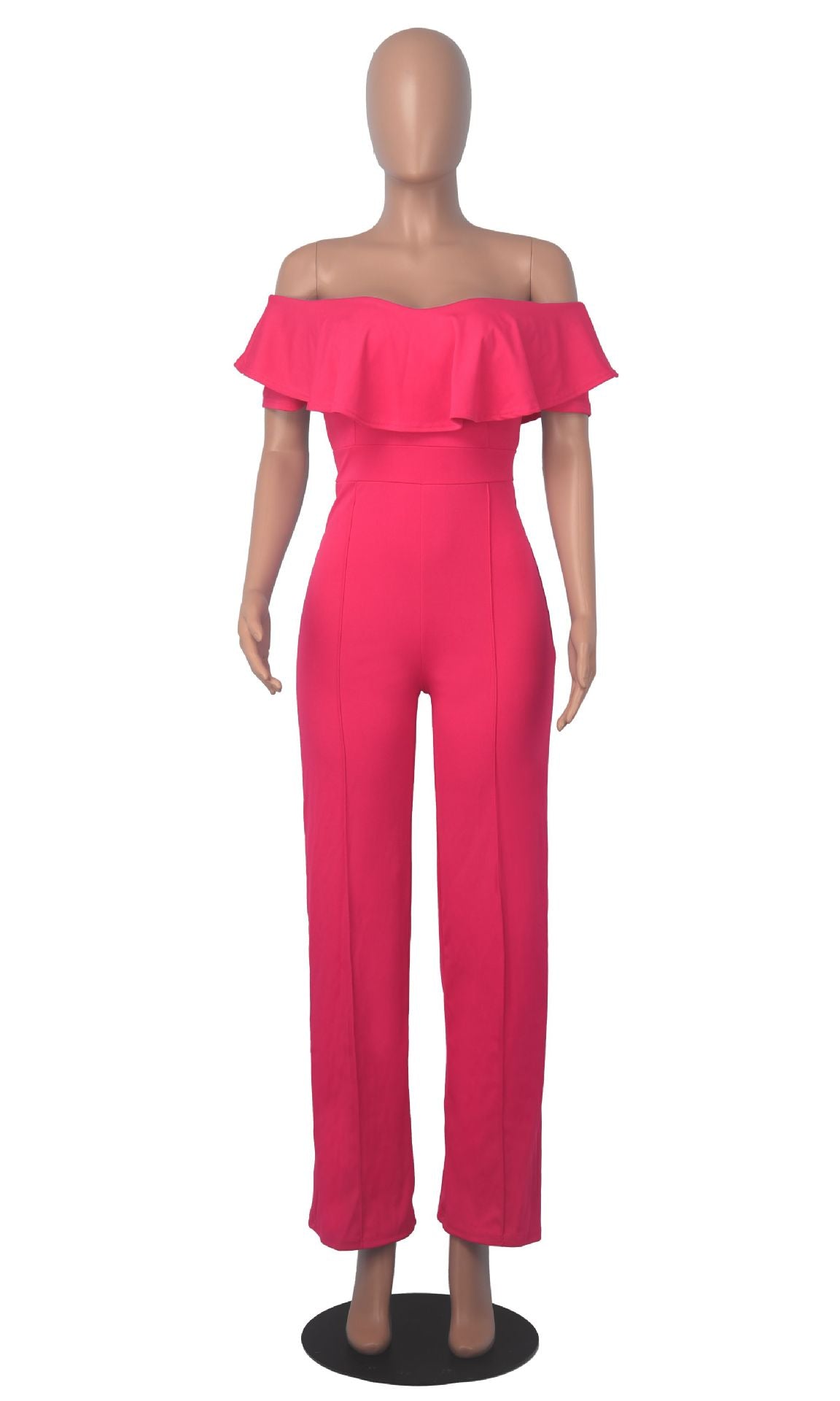 V-neck Ruffles Slim Jumpsuit