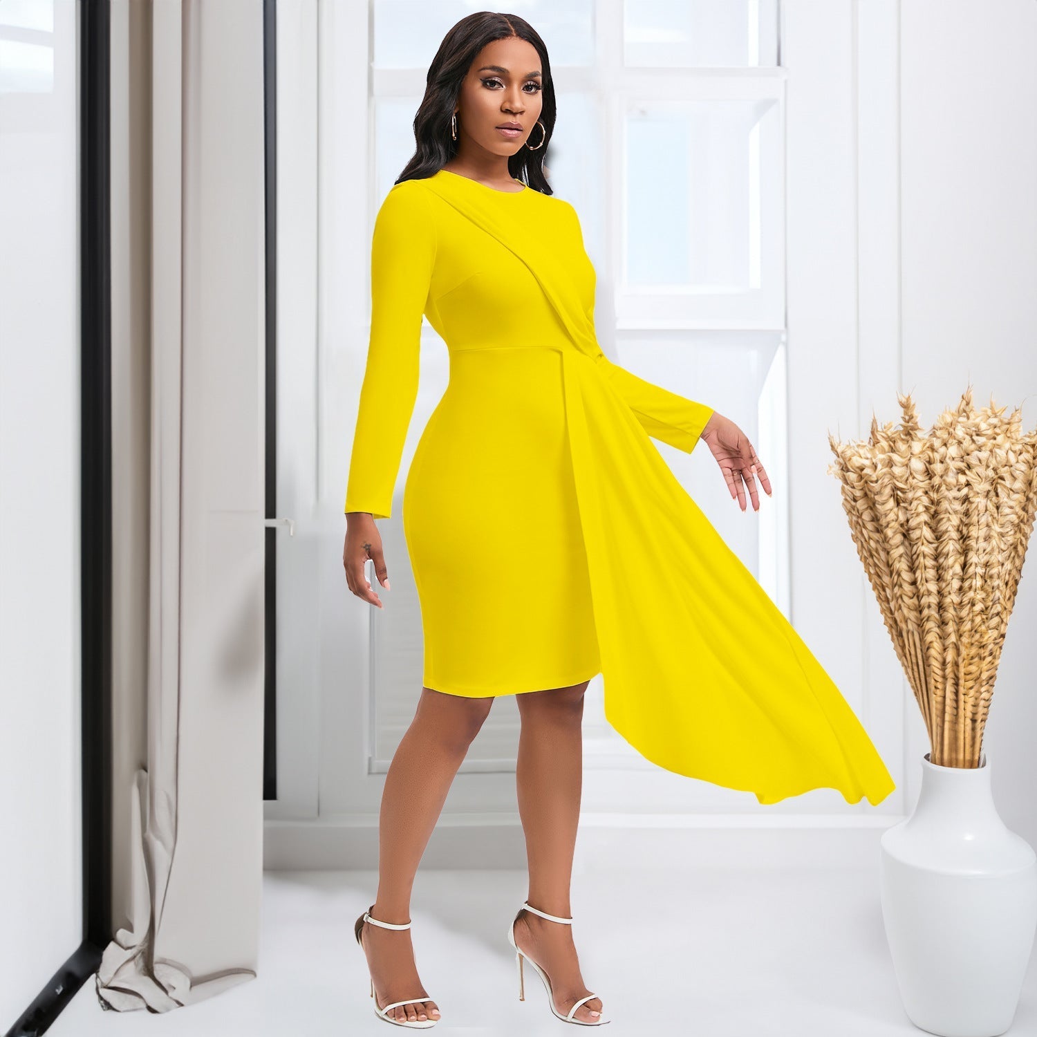 Long Sleeve Slim Midi Dress