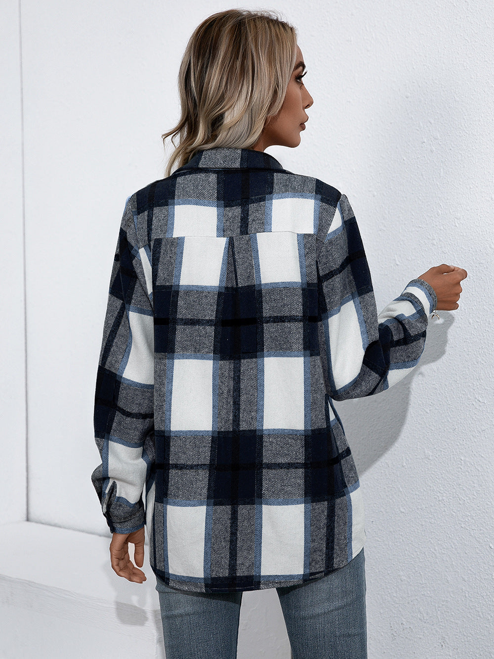 Casual Plaid Printed Jacket Coat