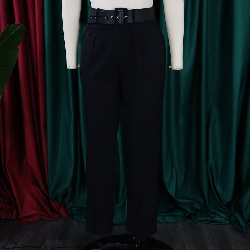 High Waist Slim Suit Pants