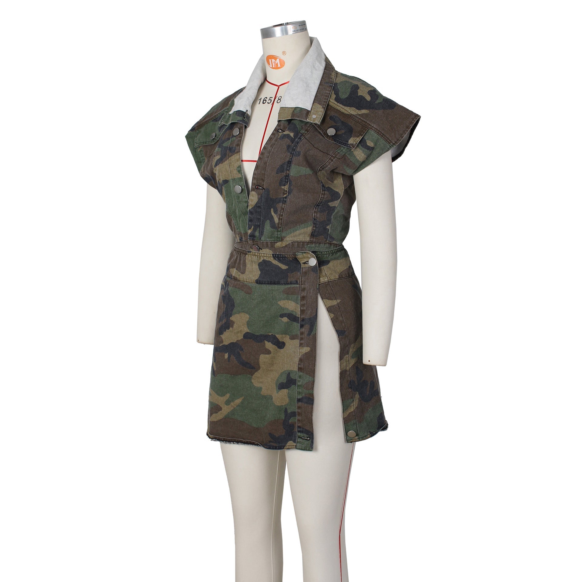 Sleeveless Camo Short Skirts Set