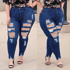 Plus Size Casual Ripped Jeans