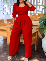 Solid Color Wide Leg Jumpsuit