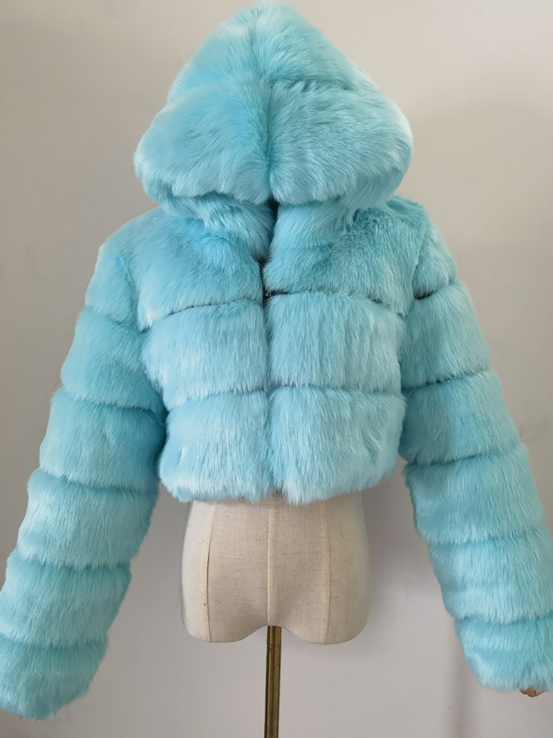 Fluffy Faux Fur Warm Hoode Coat