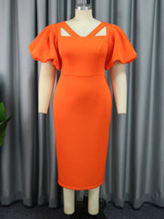 Fashion Puff Sleeve Slim Dress