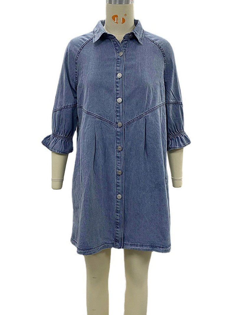 Fashion Loose Denim Shirt Dress