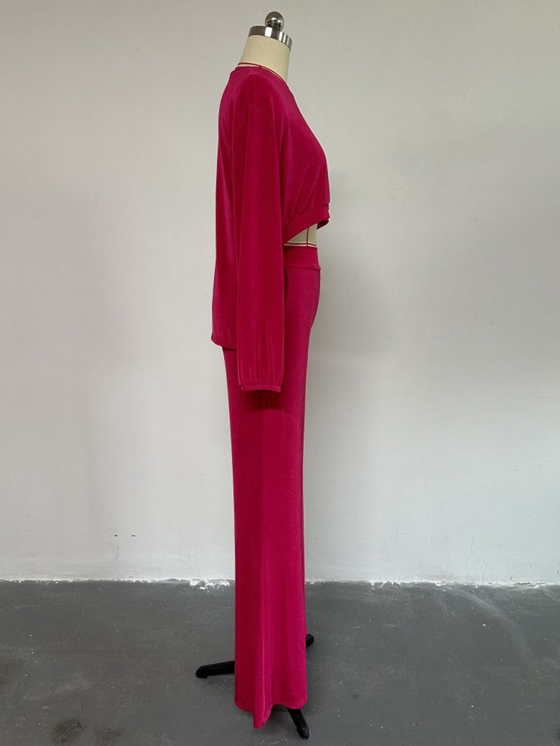 Long Sleeve T-shirt Wide-leg Pants Suit