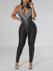 Rhinestone Hollow out Club Jumpsuit