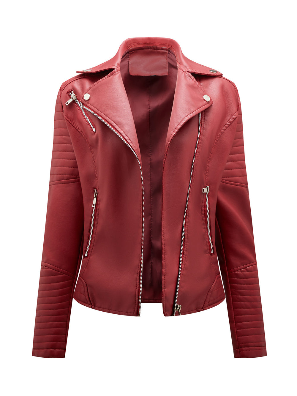 Lapel PU Leather Jacket