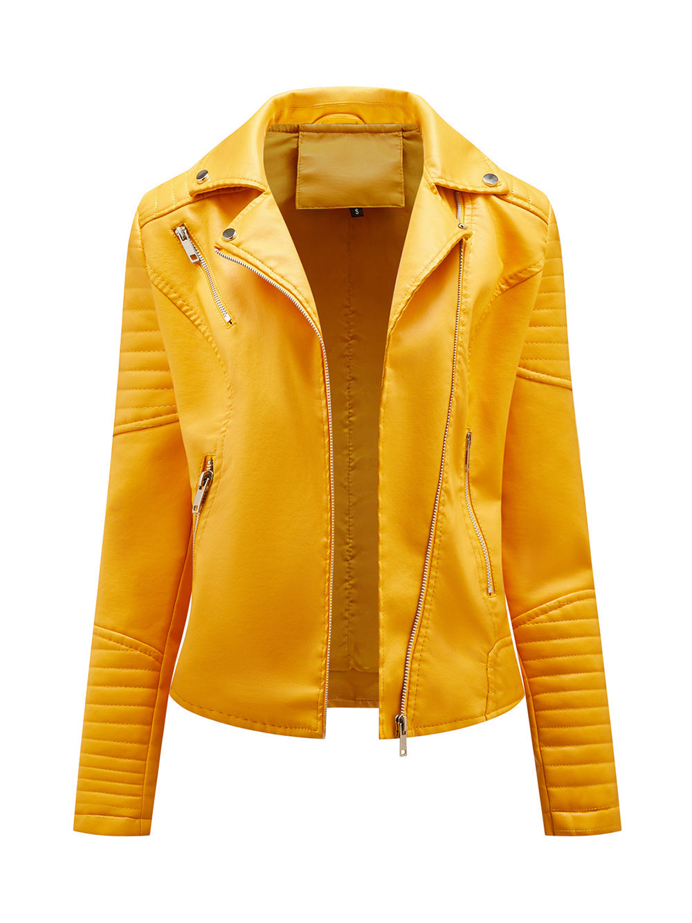 Lapel PU Leather Jacket