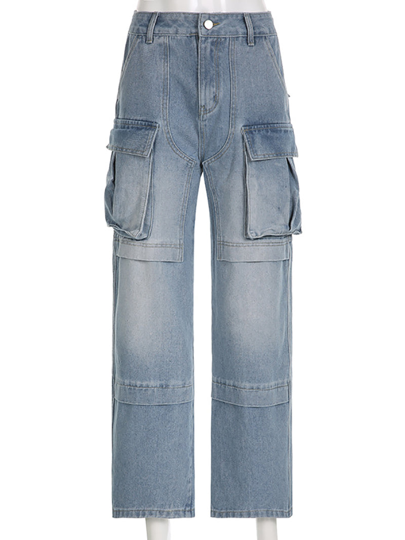 Casual High Waist Straight Jeans