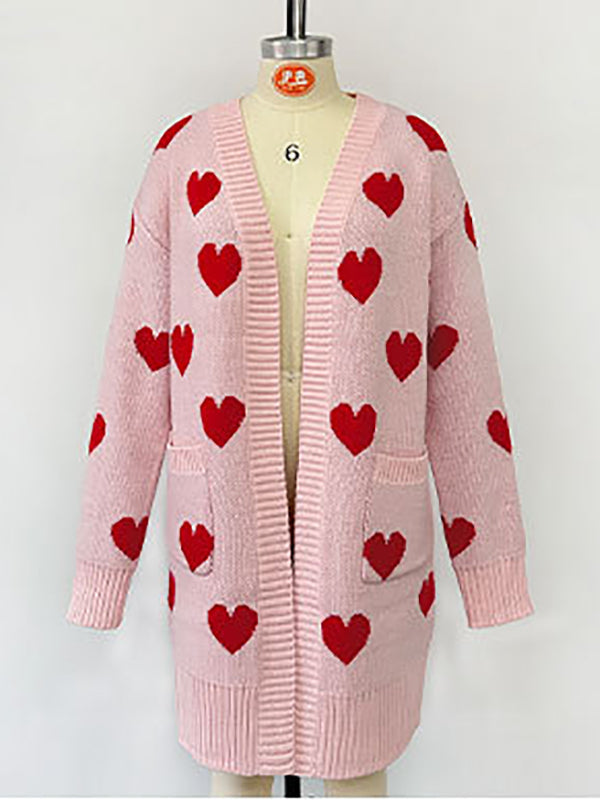 Fashion Heart-shaped Knit Cardigan Coat