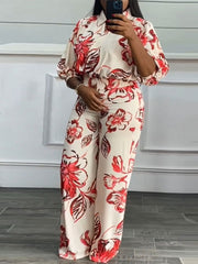 Print Shirt Straight Pants Casual Suit