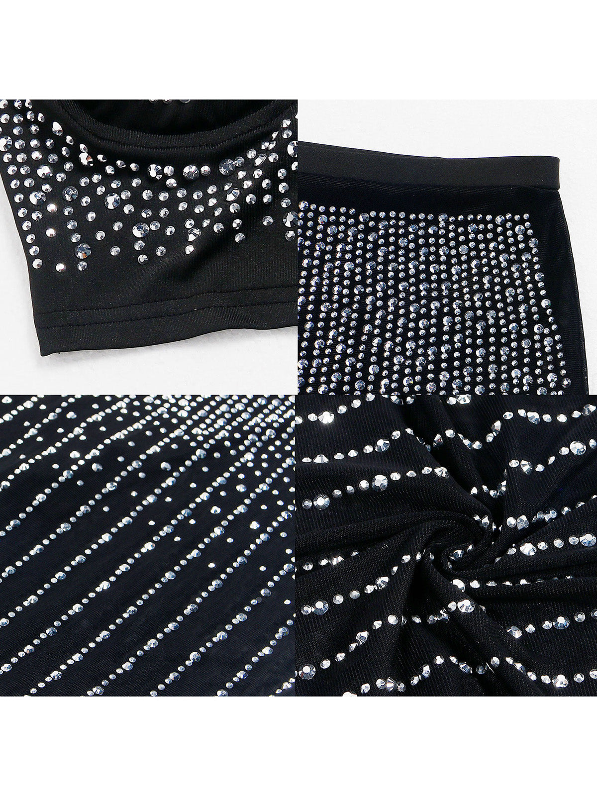 Rhinestone Club Hip Wrap Skirt Suit