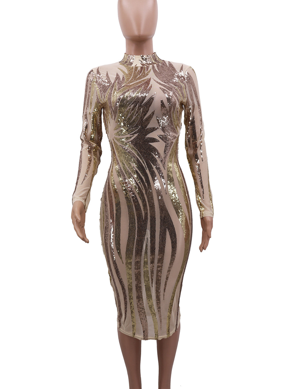 Sequin See through Bodycon Dress