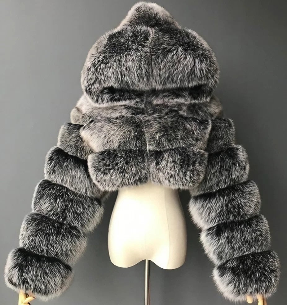 Fur & Faux Hooded Jacket Winter Luxury Coat (S~7XL)