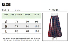 Plaid Patchwork High Slit Skirt