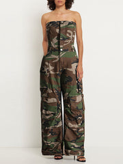 Sexy Camo Strapless Slim Jumpsuit