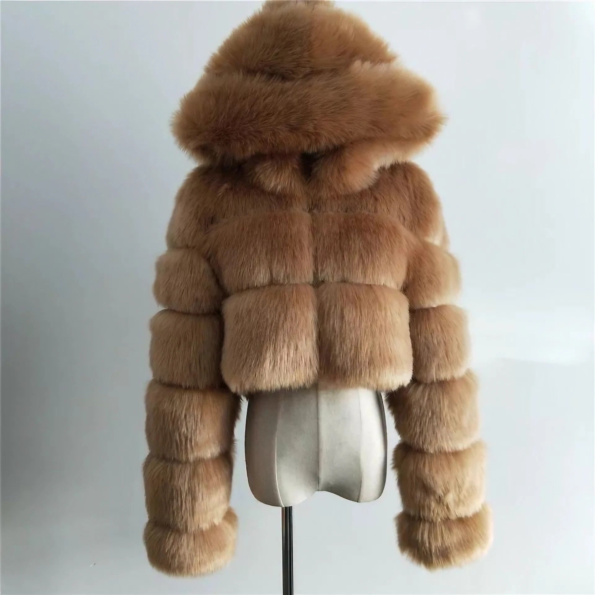 Fur & Faux Hooded Jacket Winter Luxury Coat (S~7XL)