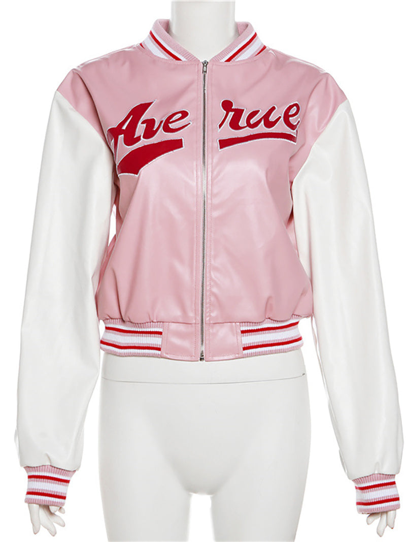 PU Leather Baseball Jacket