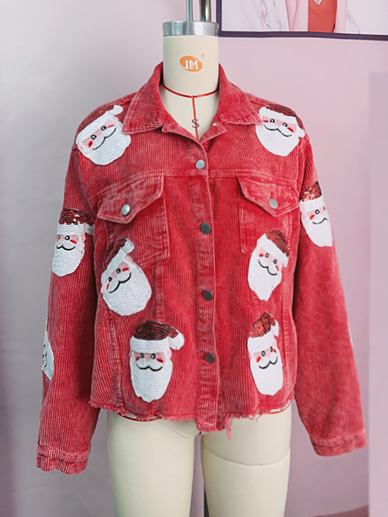 Corduroy Santa Claus Sequin Jacket Coat