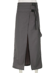 High Slit Casual Cargo Skirt