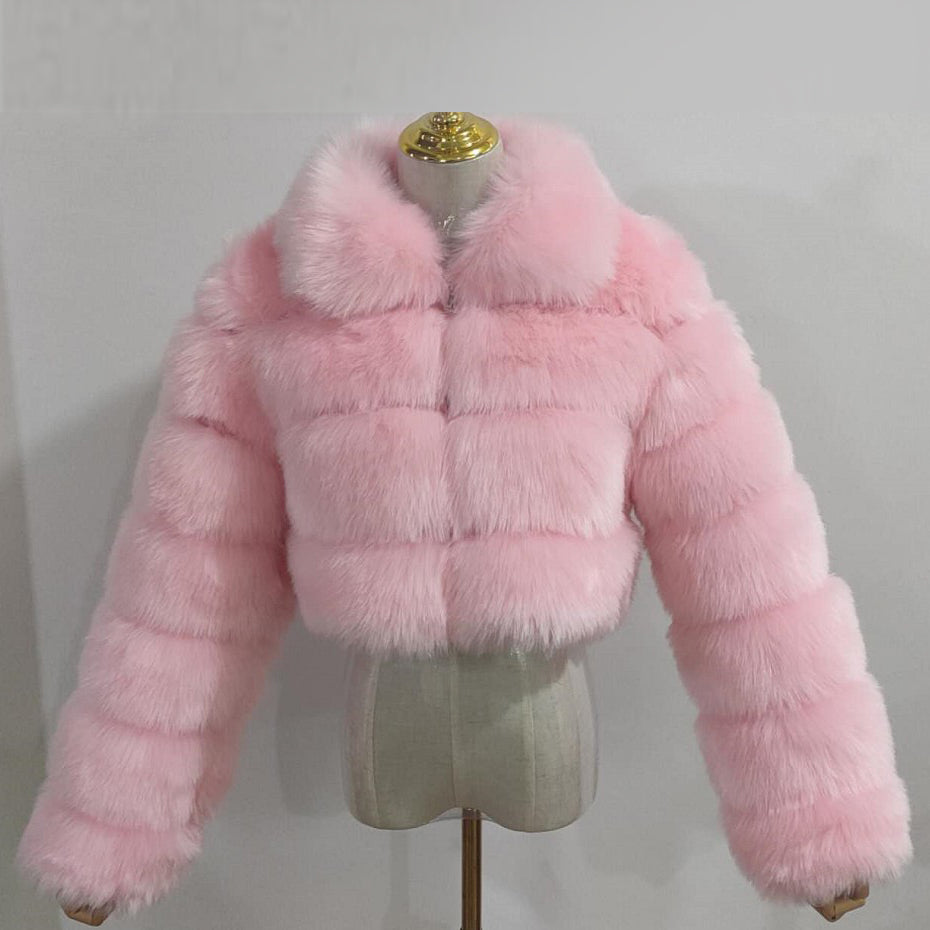 Fashion Thick Artifici Fur Coat Fox Fur Short Jacket( S-4XL)