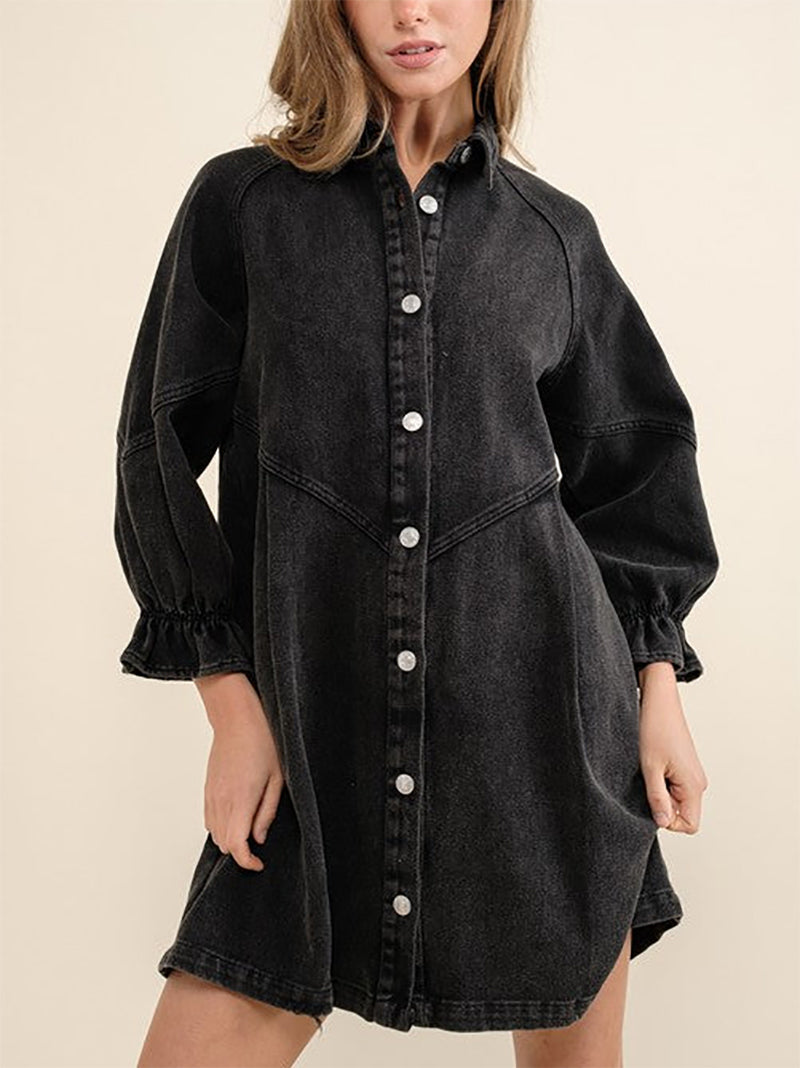 Fashion Loose Denim Shirt Dress