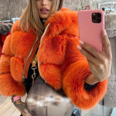 Fashion Thick Artifici Fur Coat Fox Fur Short Jacket( S-4XL)