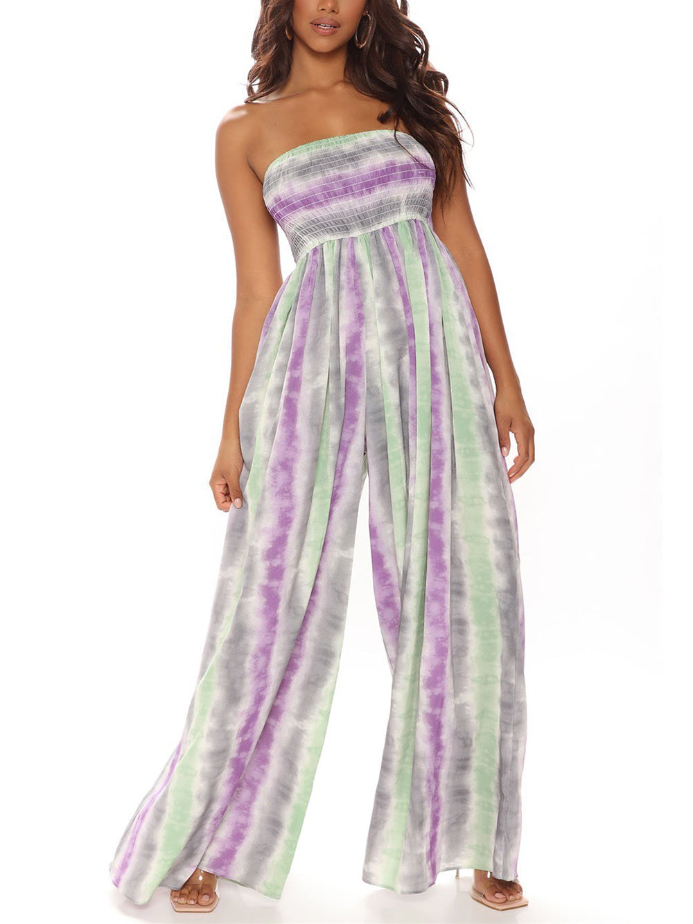 Sexy Strapless Print Jumpsuit