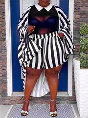 Plus Size Print Loose Shorts Suit