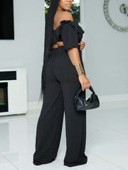 Off Shoulder Top Trousers Casual Suit