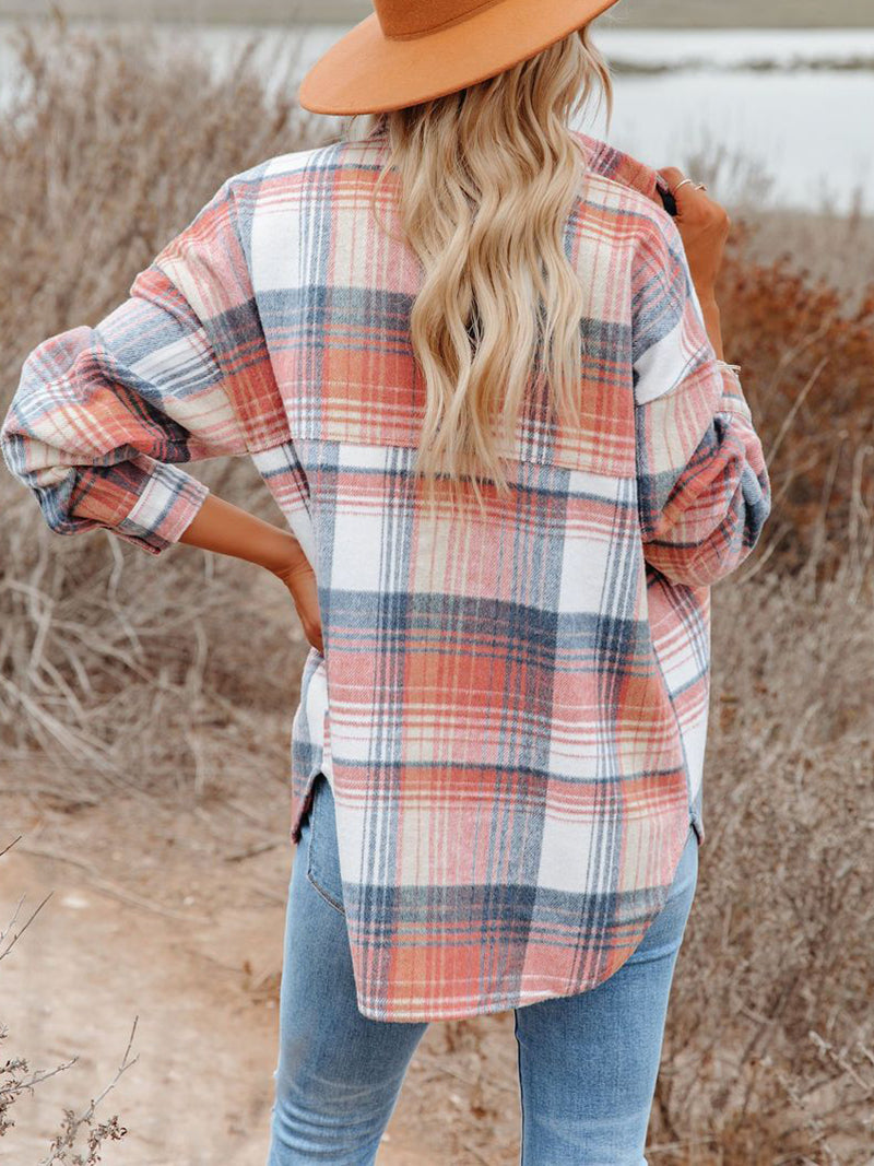 Fashion Long Sleeve Plaid Jacket