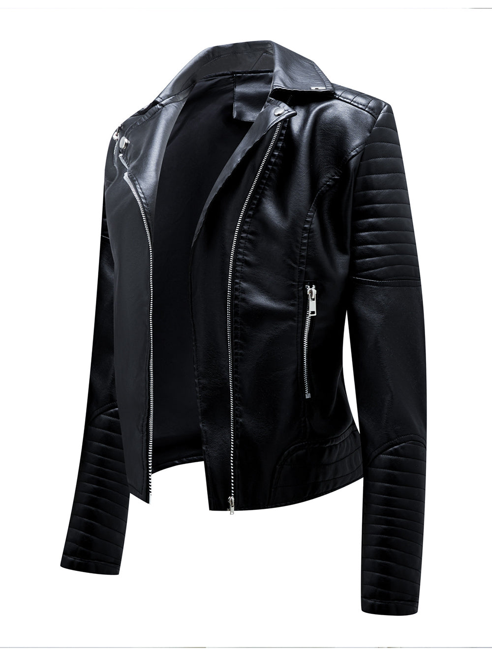 Lapel PU Leather Jacket