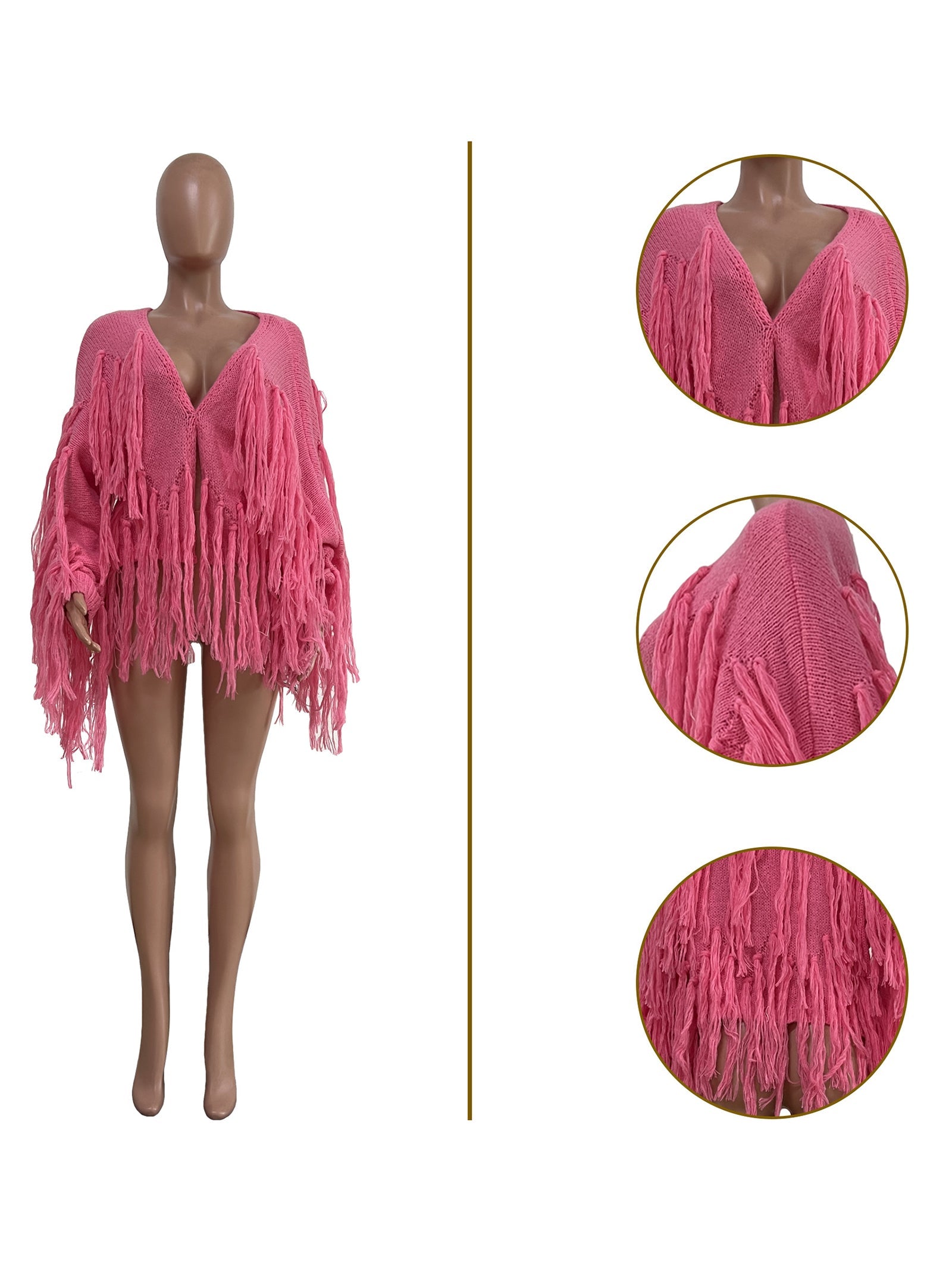 Solid Color Knit Tassels Cardigan Jacket