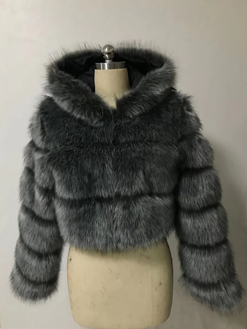 Fluffy Faux Fur Warm Hoode Coat