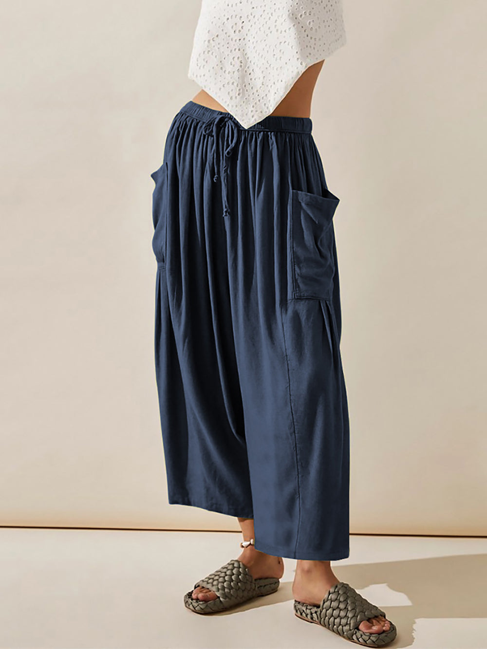 Solid Color Casual Loose Pants